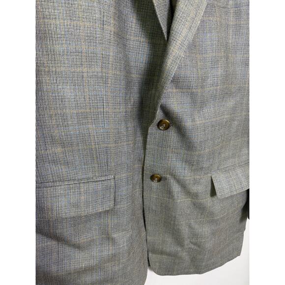 Lauren Ralph Mens 44L Blazer Sport Coat Gray Check Silk Wool 2 Button Jacket - Picture 8 of 9